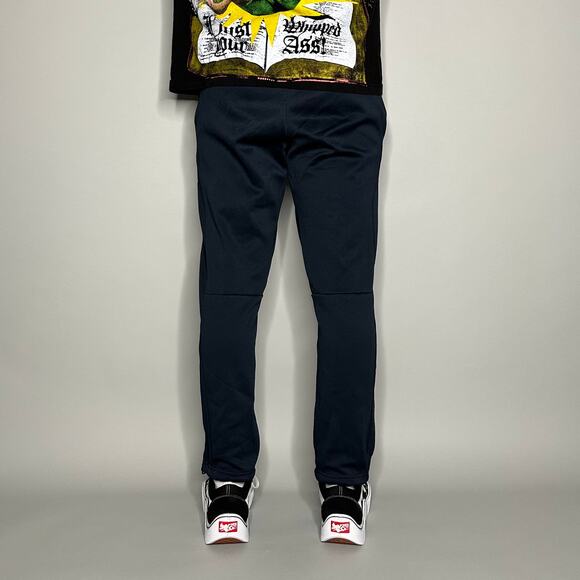 Nike Sweatpants Navy Blue Polyester Grey Embroidered Swoosh Therma-Fit - Picture 3 of 5